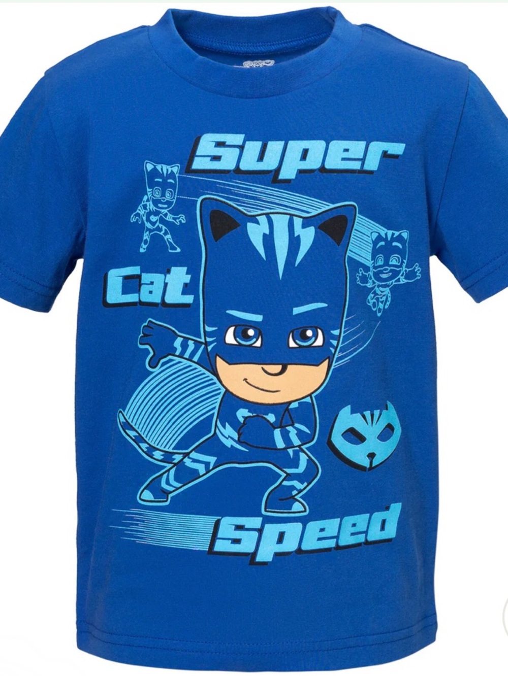 PJ MASKS CATBOY TEE TSHIRT Blue ‘Super Cat Speed’ Kids Graphic Tee 10-12